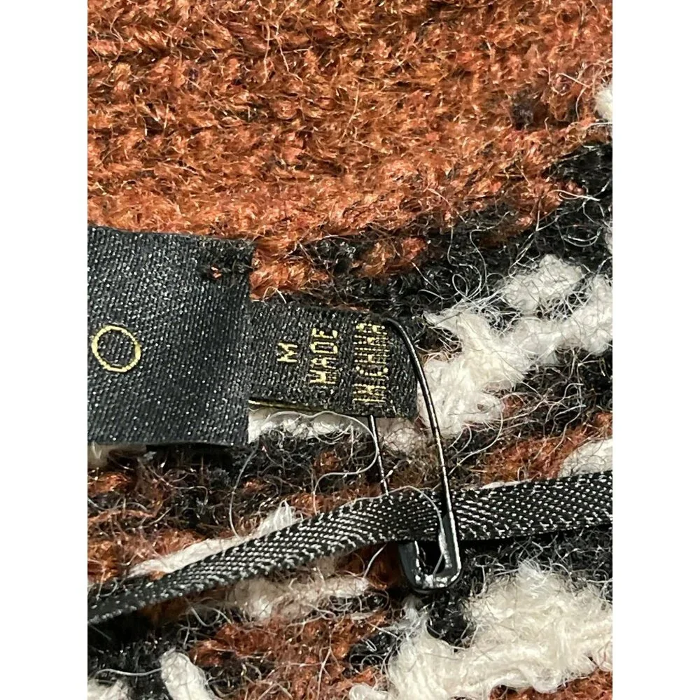 New House Of Harlow Denisia Fairisle Shawl Cardigan Medium Rust Aztec - Picture 9 of 10